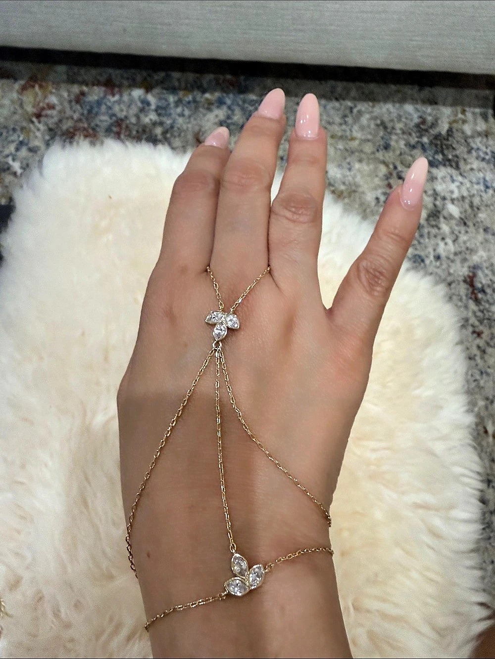 Gold-Tone Hand Chain Bracelet